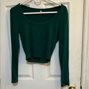 Emerald Green Long Sleeve Crop Top